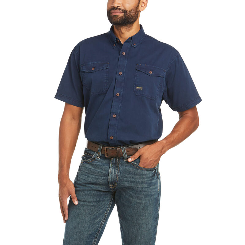 Ariat Hemden Herren - Rebar Washed Twill Work Navy ( HJSYG-9680 )